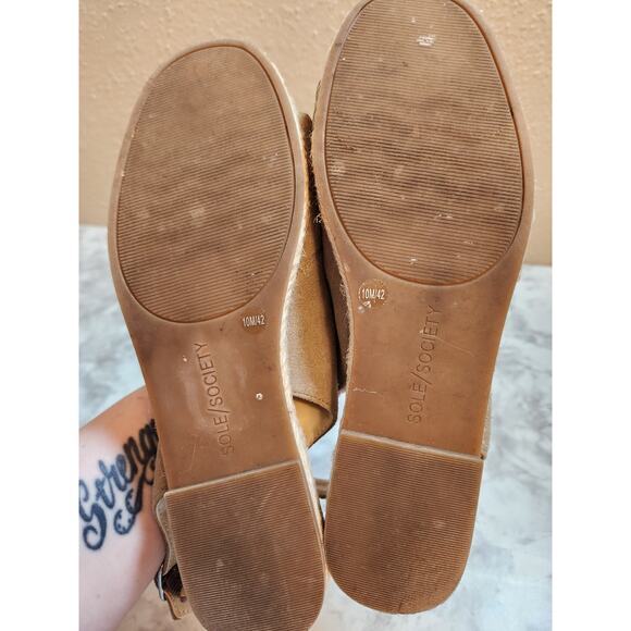 Sole Society Dolven Women's Brown Suede Leather Slingback Flats Sandals Size 10M - Picture 5 of 7